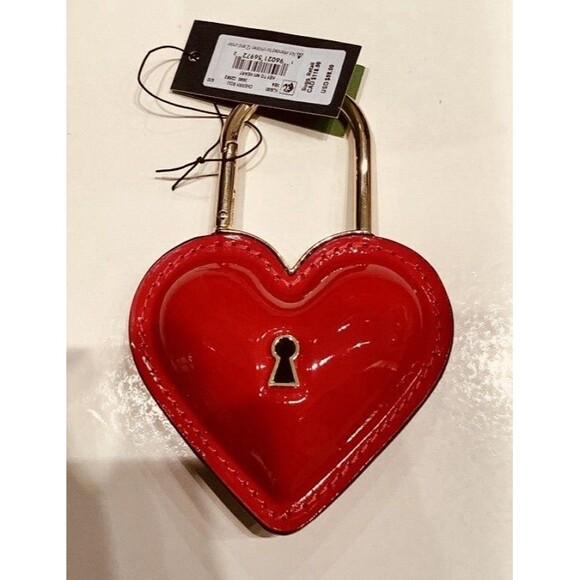 Kate Spade Key To My Heart Lock Keyfob Keychain Bag charm Red Novelty NWT - Picture 4 of 4